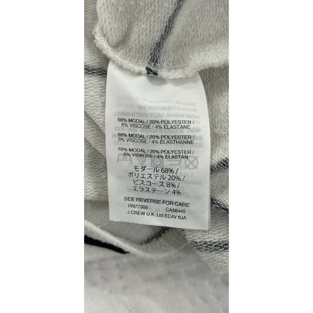 J.Crew Womens Sz L Top White With Black Grid 3/4 Sleeve Round Neck Tie Bottom